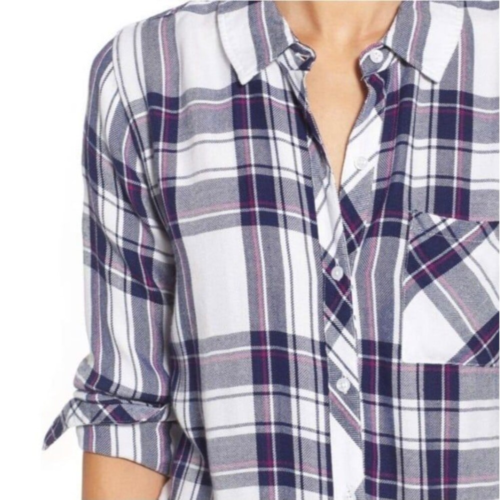 Revolve Rails Hunter Plaid Button Down Shirt Whit… - image 3
